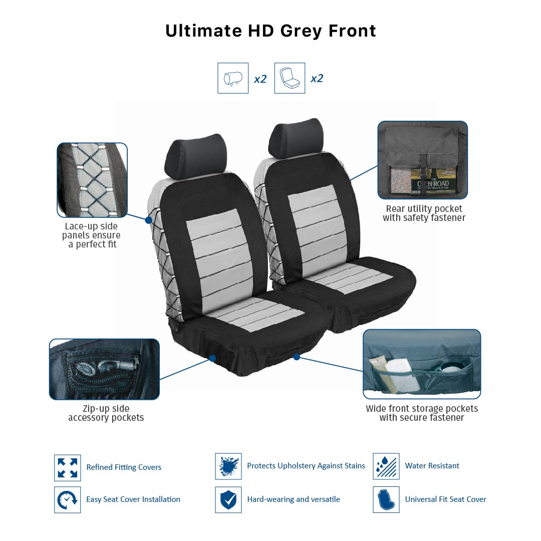 Ultimate HD Front Car Seat Cover Set - Stingray - Beige