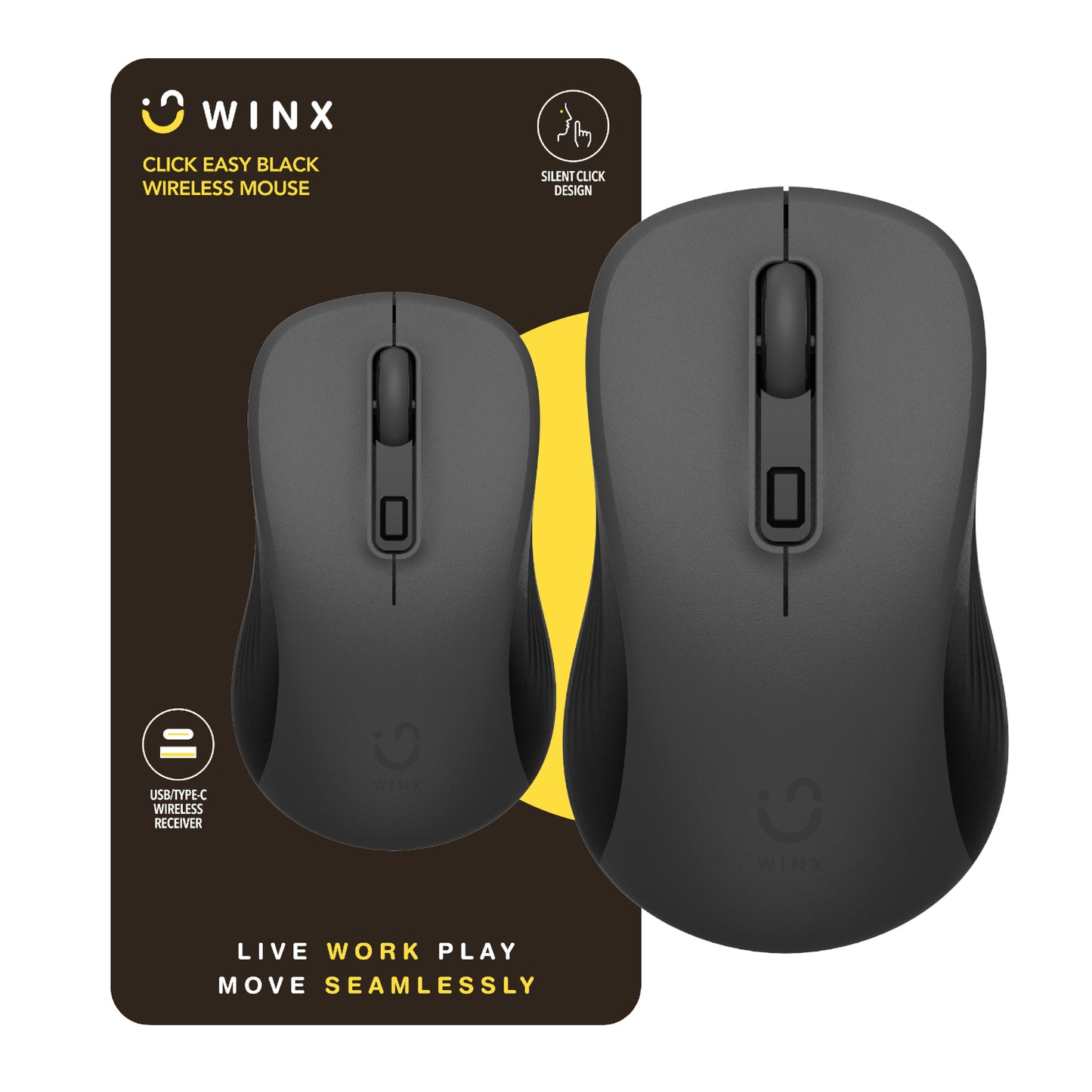 WINX CLICK Easy 1600DPI 2.4GHz Wireless Mouse - Black - Guards On Duty Shop & Security Guards