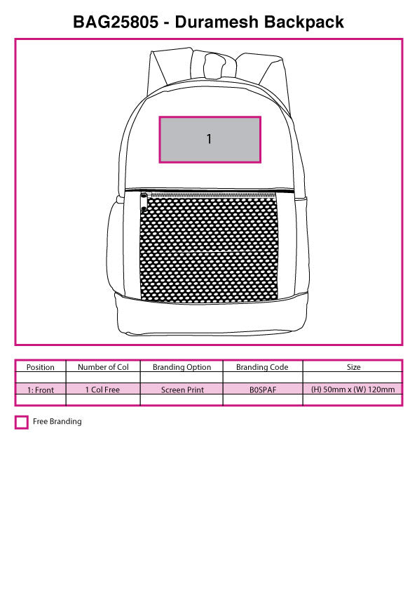 Duramesh Backpack - branding