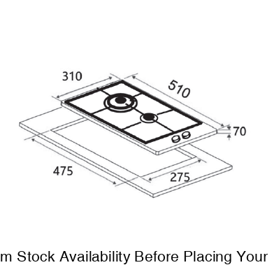 Alva 30cm 2-Burner Gas Hob - Stainless Steel - Alva 2-Burner Gas Hob