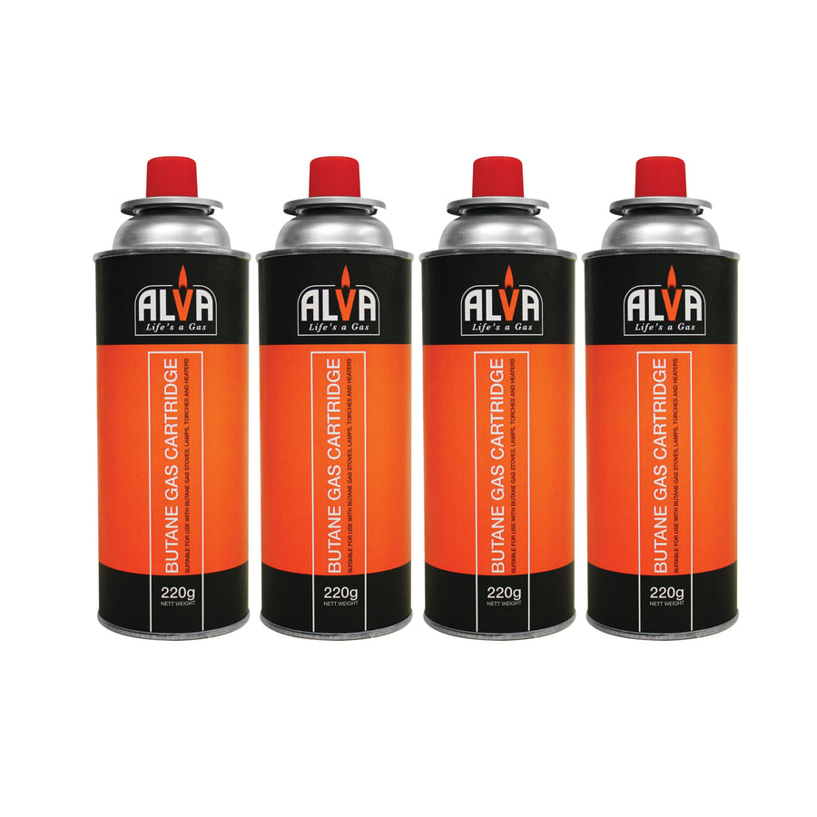 Alva 4 X Butane Gas Canisters 220g - Alva 4 X Butane Gas Canisters 220g