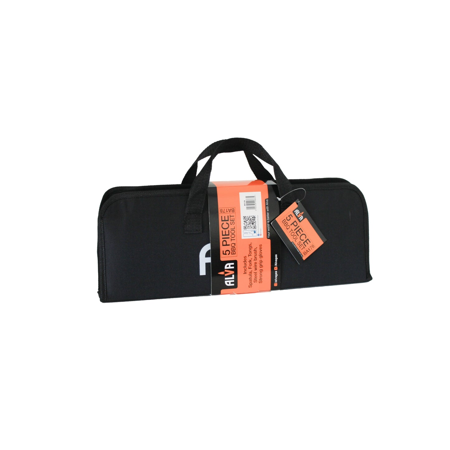 Alva 5Pc BBQ / Braai Tool Set With Case - Alva 5Pc BBQ Braai Tool Set