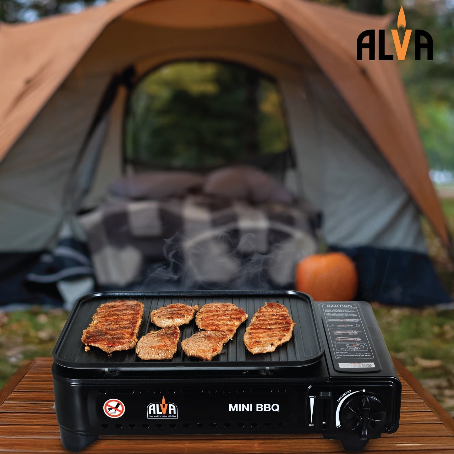 Alva Butane Canister Mini BBQ Cooker + Carry Case - Alva Butane Canister Mini BBQ
