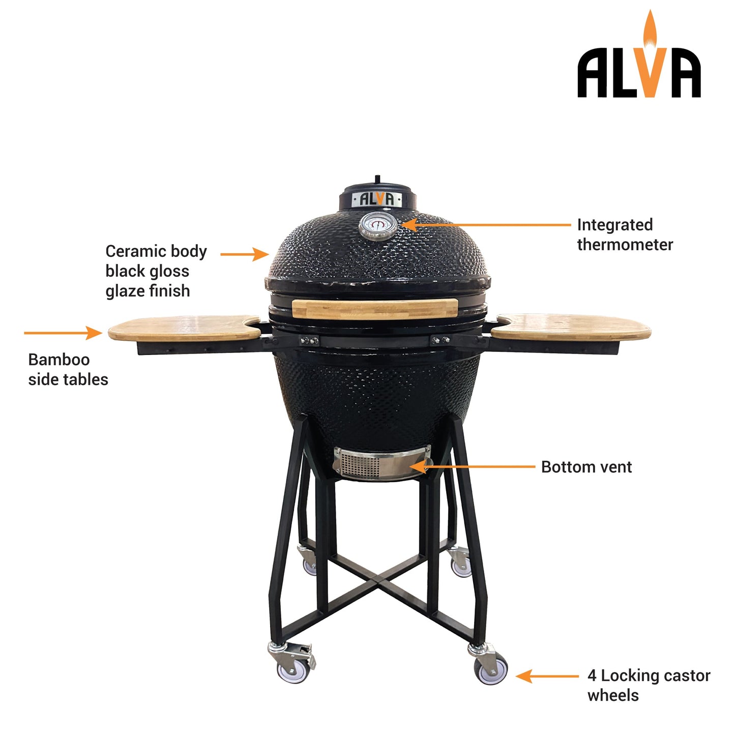 Alva Kilimanjaro 46cm Ceramic Kamado BBQ - Alva Kilimanjaro 46cm
