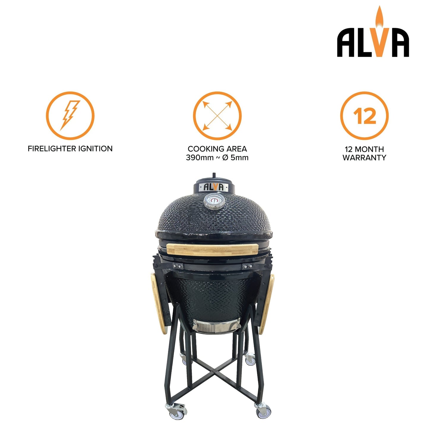 Alva Kilimanjaro 46cm Ceramic Kamado BBQ - Alva Kilimanjaro 46cm
