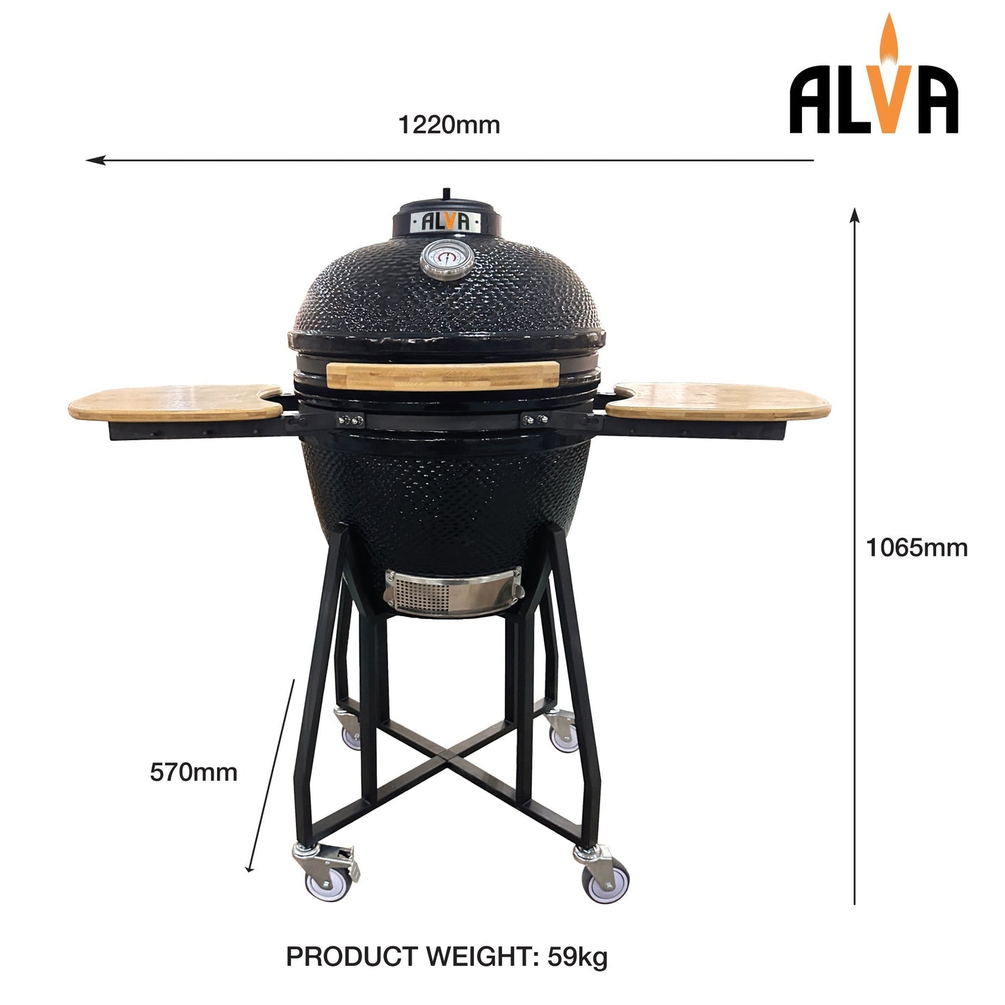 Alva Kilimanjaro 46cm Ceramic Kamado BBQ - Alva Kilimanjaro 46cm