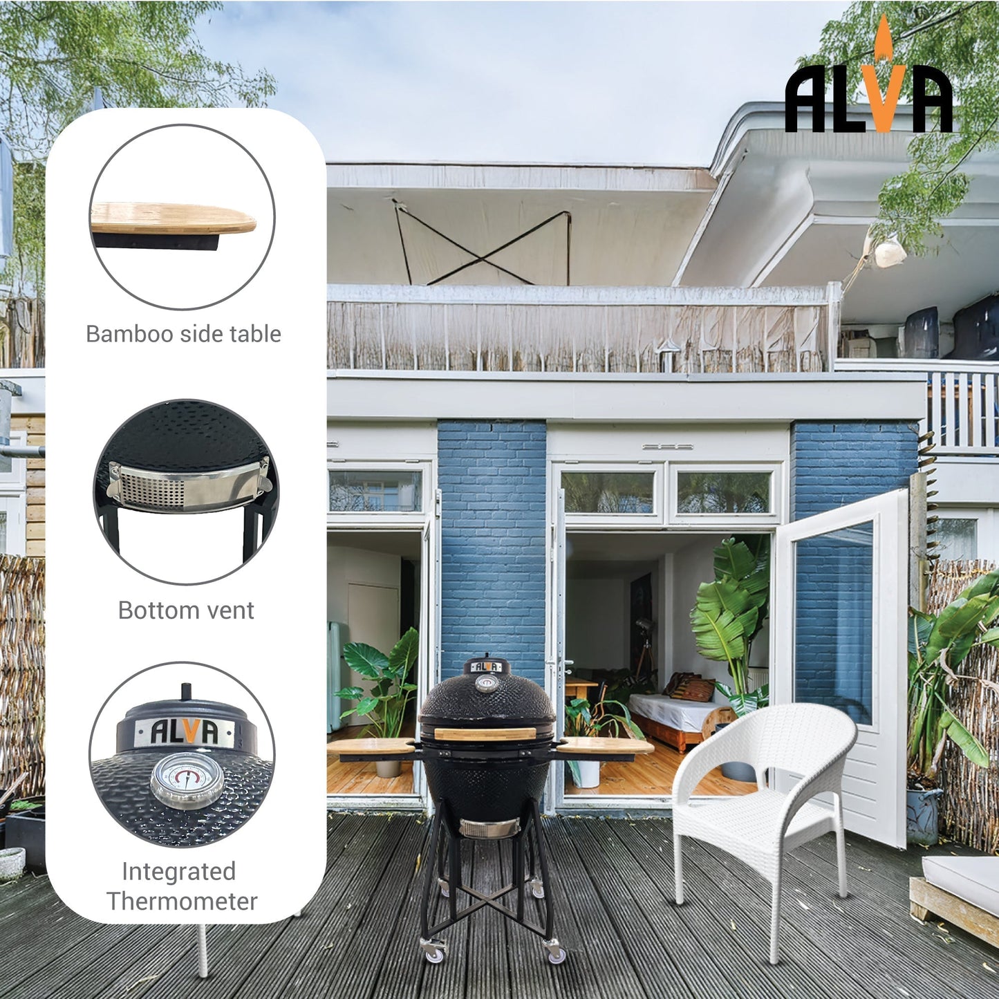 Alva Kilimanjaro 46cm Ceramic Kamado BBQ - Alva Kilimanjaro 46cm