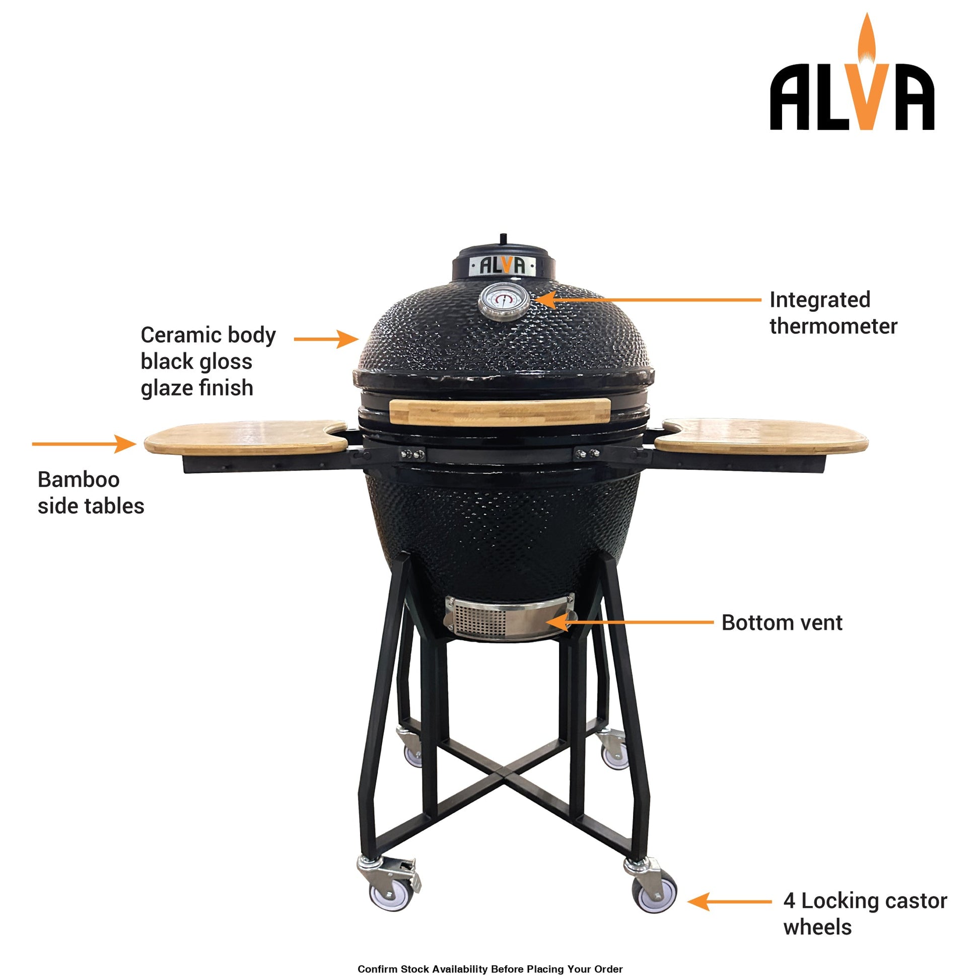 Alva Kilimanjaro 46cm Ceramic Kamado BBQ - Alva Kilimanjaro 46cm