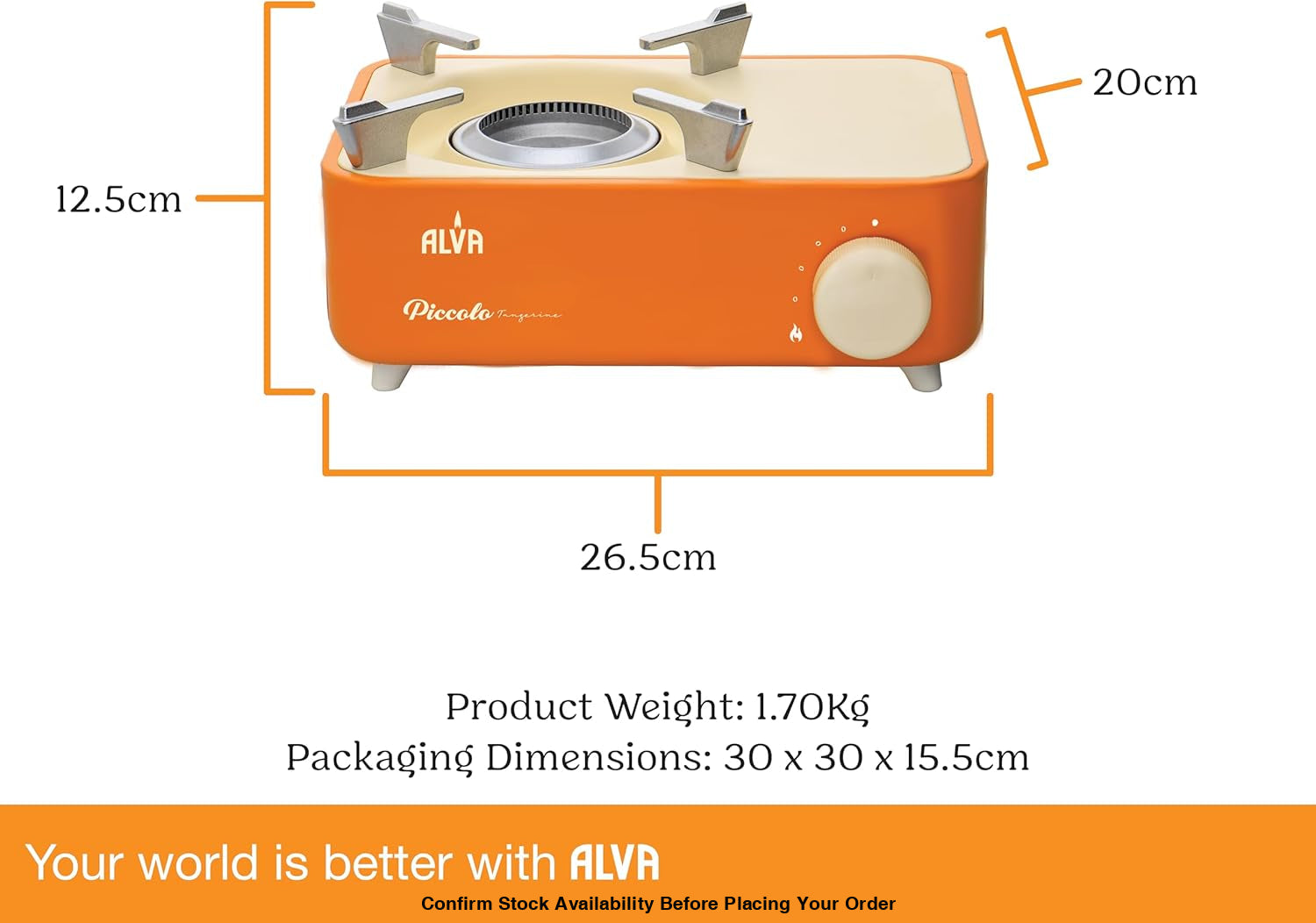 Alva Mini Butane Canister Stove with Carry Case (Tangerine Orange) - Alva Mini Butane Canister Stove Tangerine