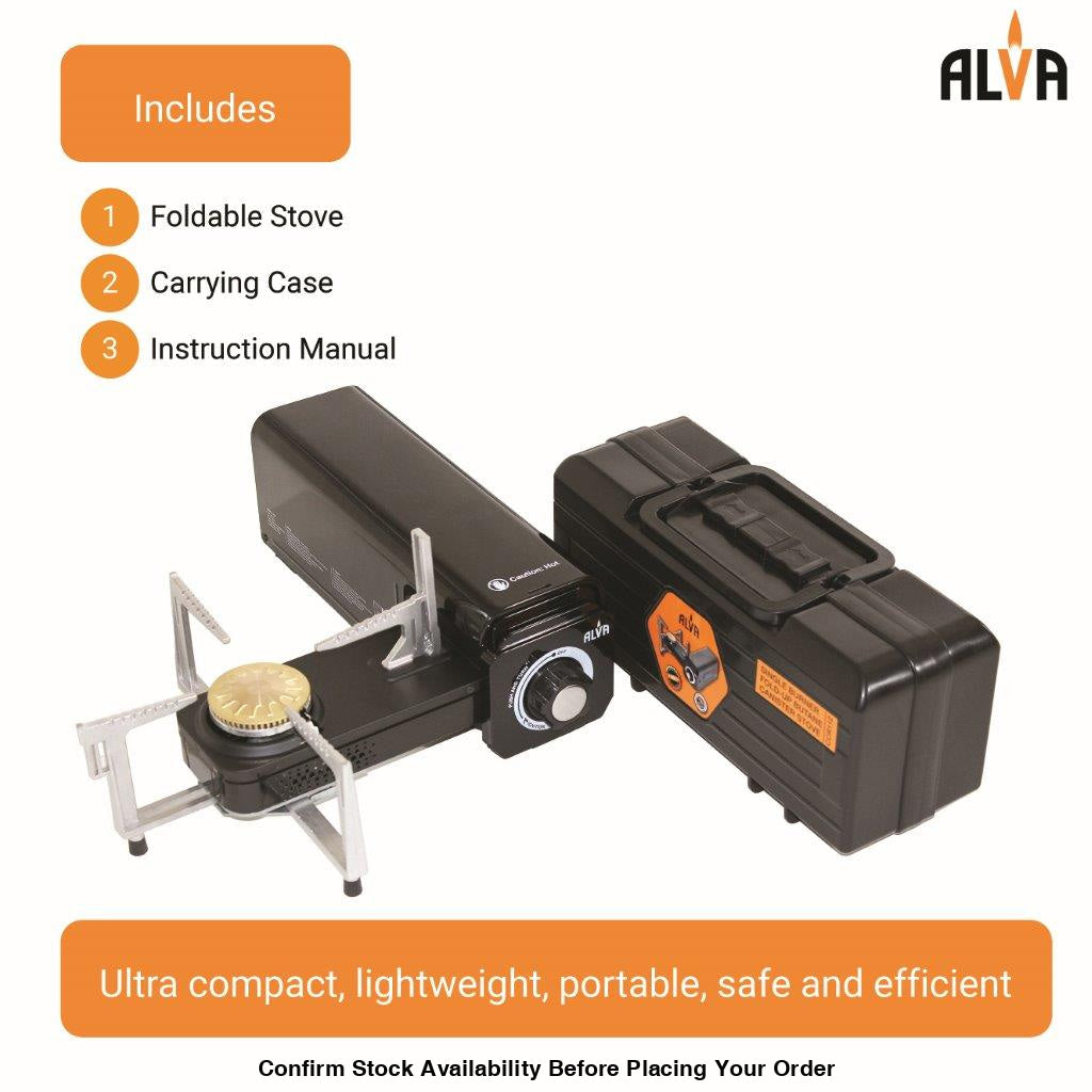 Alva Mini Fold-Up Butane Canister Camping Stove - Alva Mini Fold-Up Camping Stove