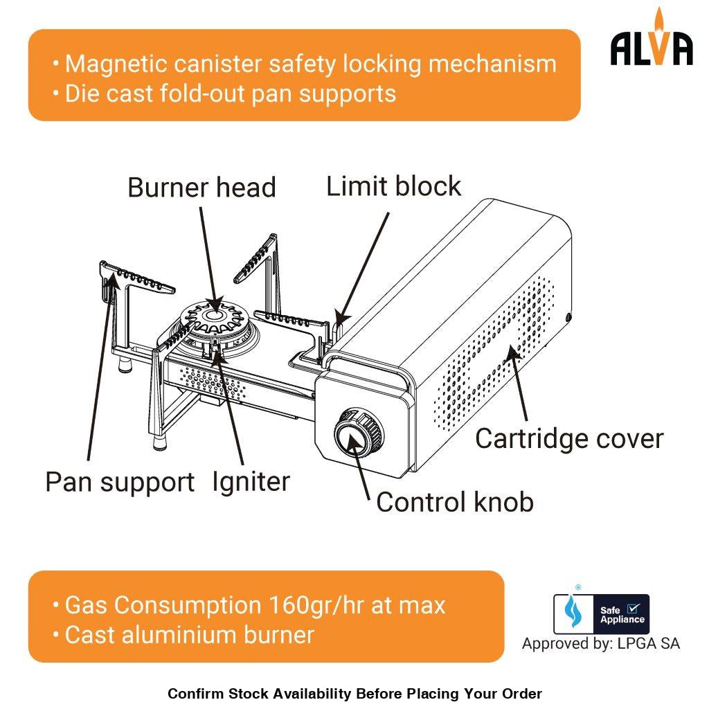 Alva Mini Fold-Up Butane Canister Camping Stove - Alva Mini Fold-Up Camping Stove