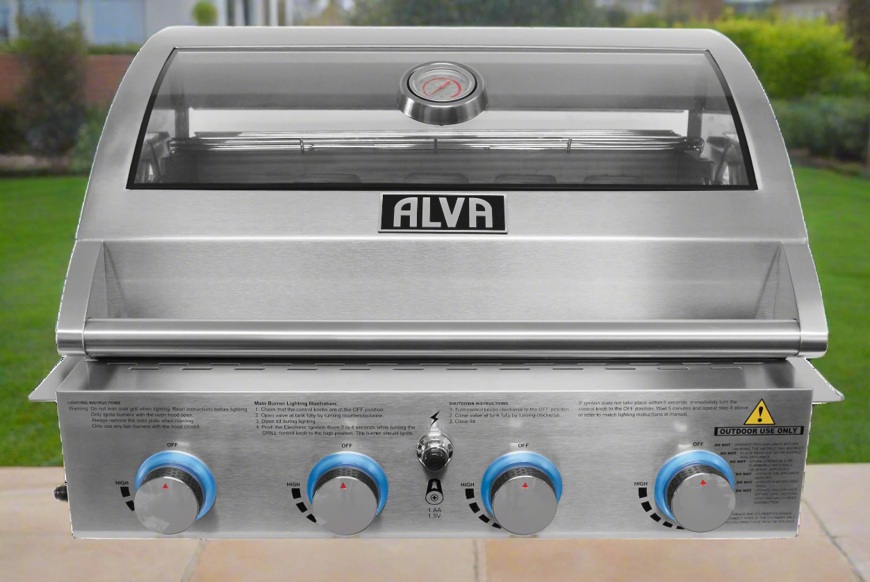 Alva Mojave 4-Burner Glass Hood Drop-In Gas BBQ - Alva Mojave 4-Burner