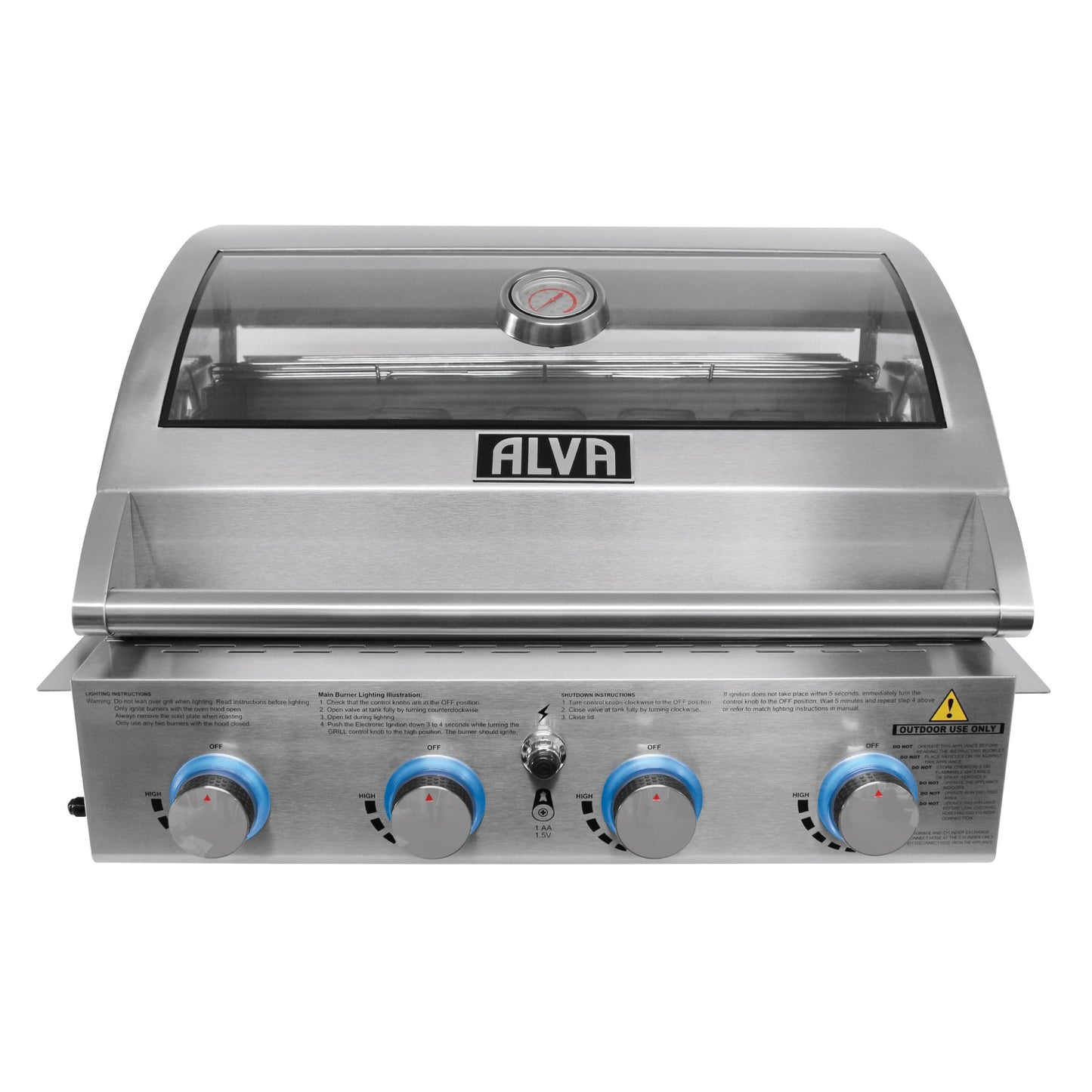 Alva Mojave 4-Burner Glass Hood Drop-In Gas BBQ - Alva Mojave 4-Burner