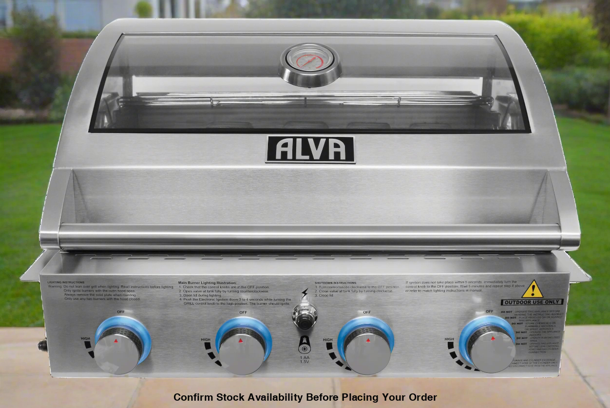 Alva Mojave 4-Burner Glass Hood Drop-In Gas BBQ - Alva Mojave 4-Burner