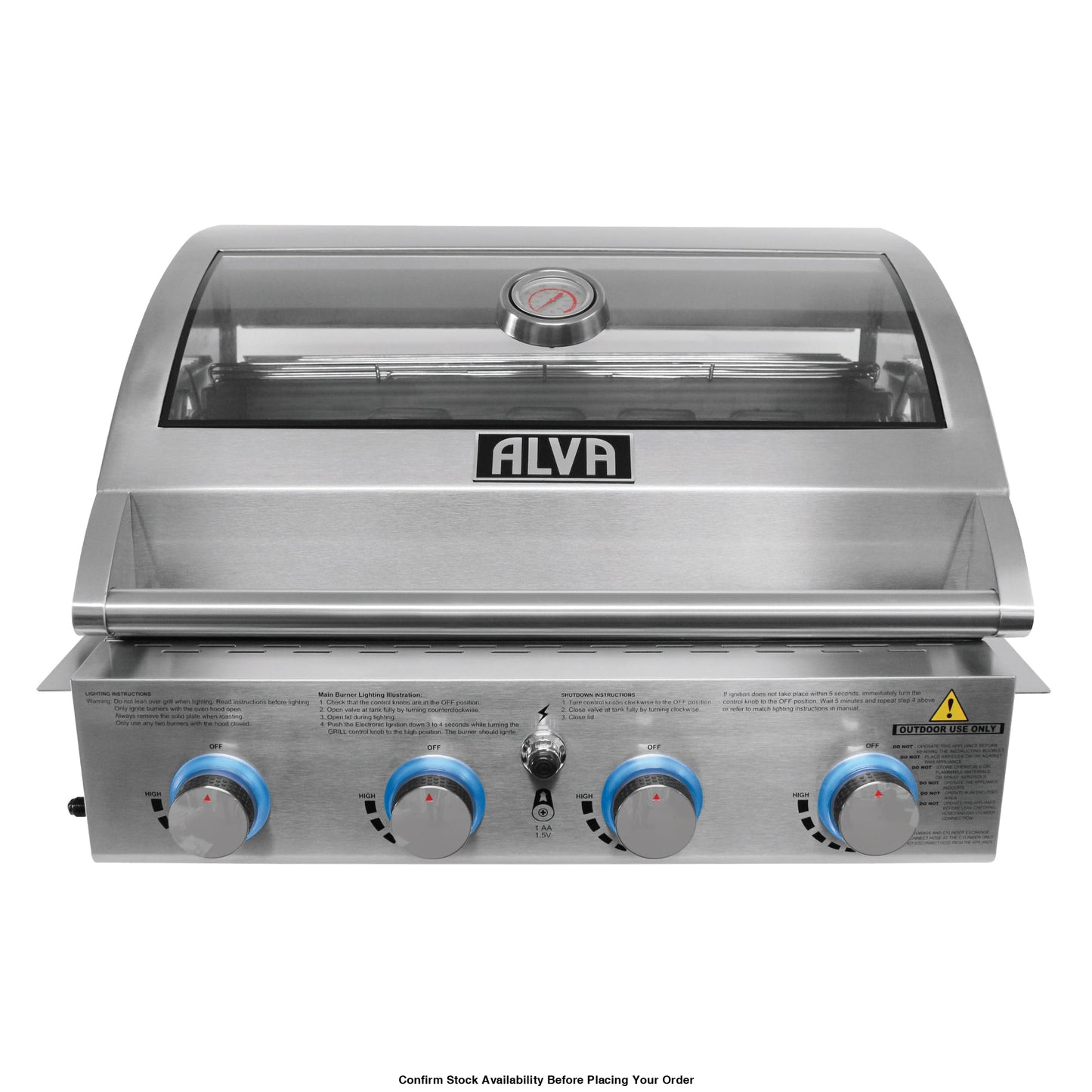 Alva Mojave 4-Burner Glass Hood Drop-In Gas BBQ - Alva Mojave 4-Burner