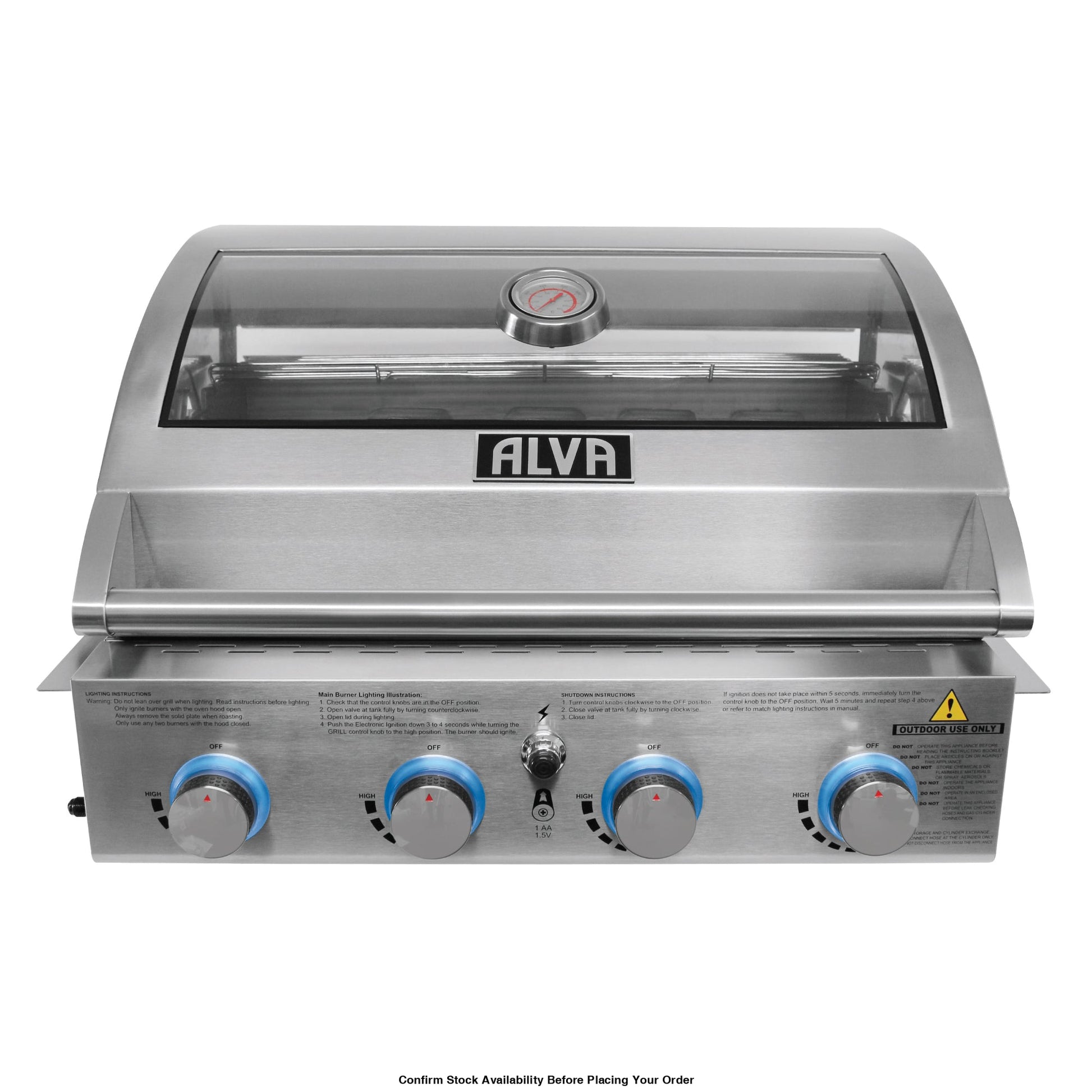 Alva Mojave 4-Burner Glass Hood Drop-In Gas BBQ - Alva Mojave 4-Burner