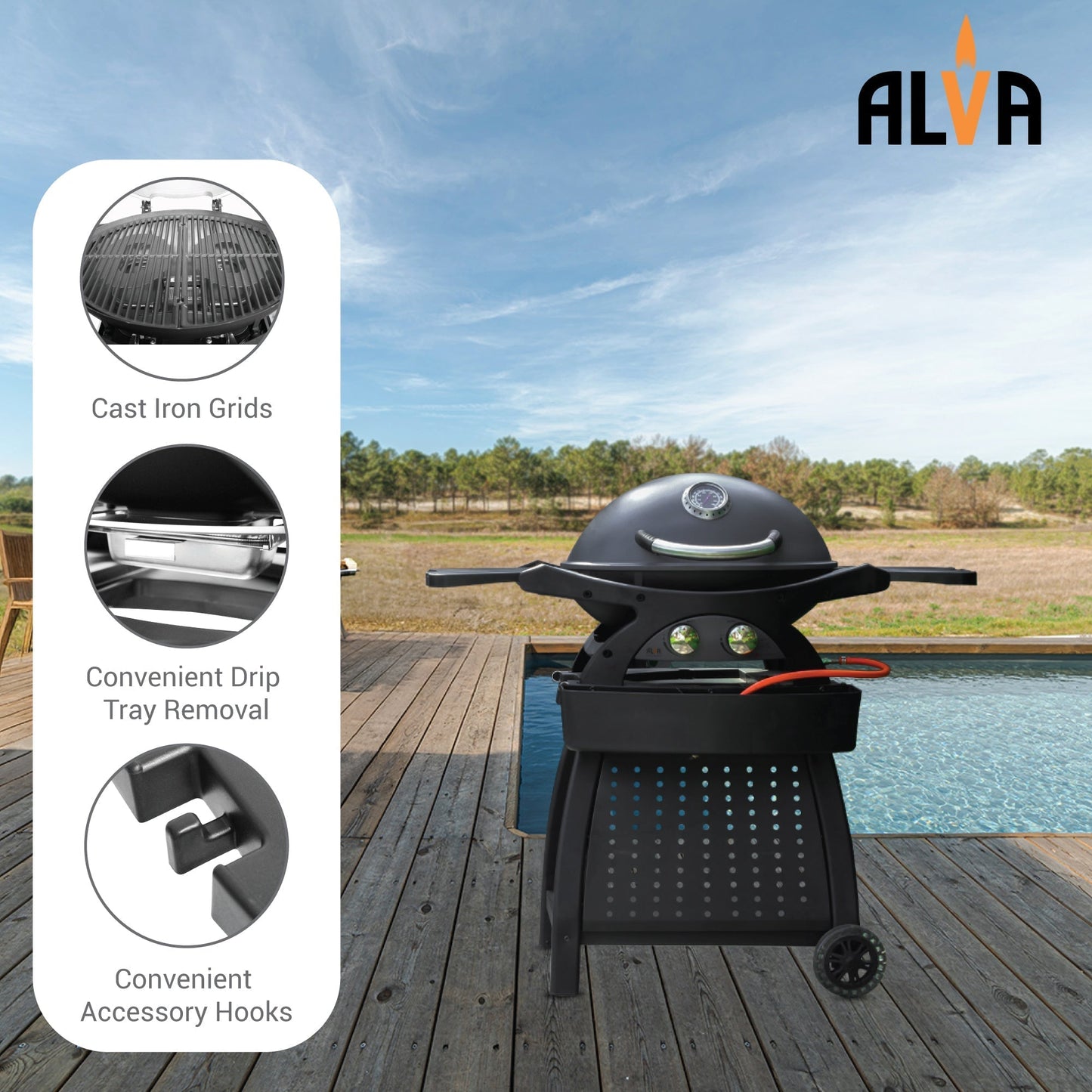 Alva Mondo 2-Burner Gas BBQ & Cart - Alva Mondo 2-Burner Gas BBQ