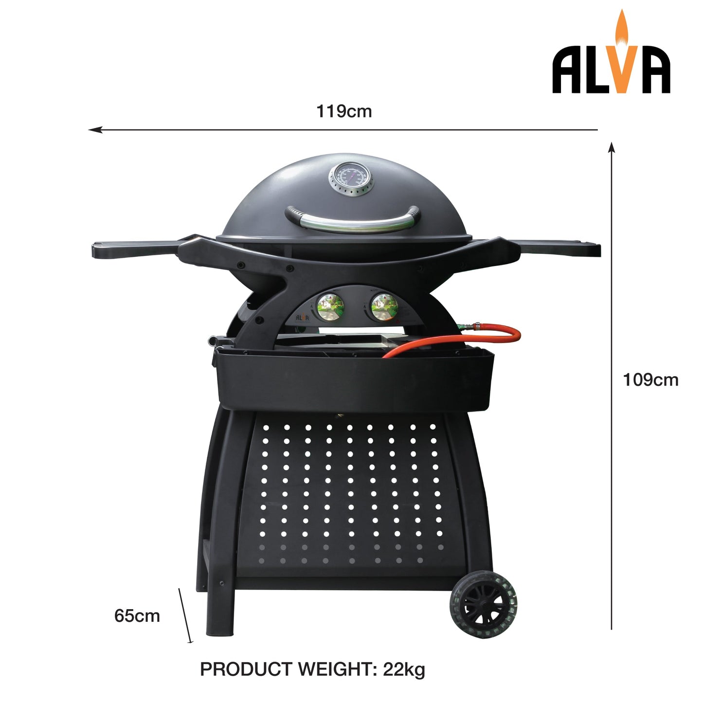 Alva Mondo 2-Burner Gas BBQ & Cart - Alva Mondo 2-Burner Gas BBQ