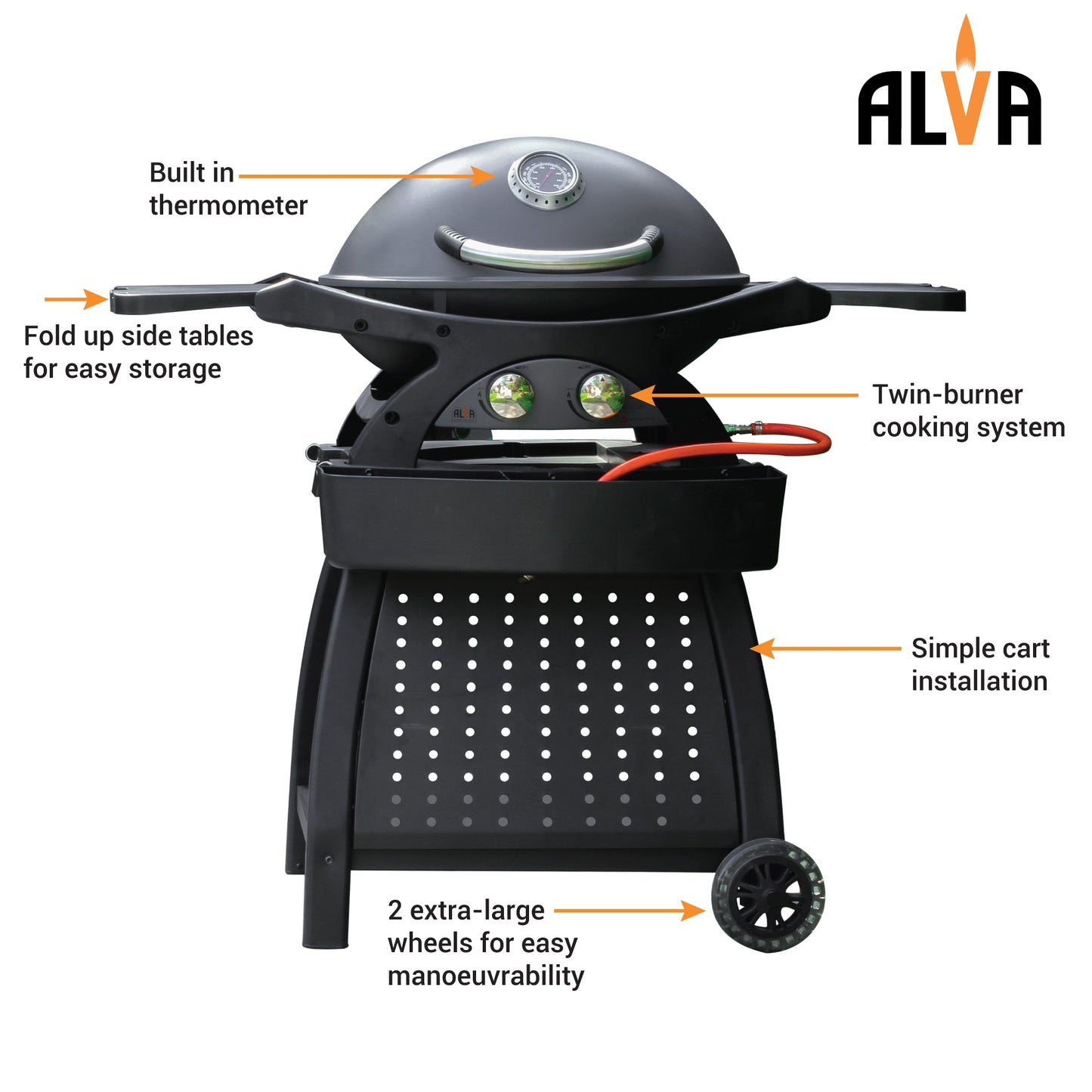 Alva Mondo 2-Burner Gas BBQ & Cart - Alva Mondo 2-Burner Gas BBQ