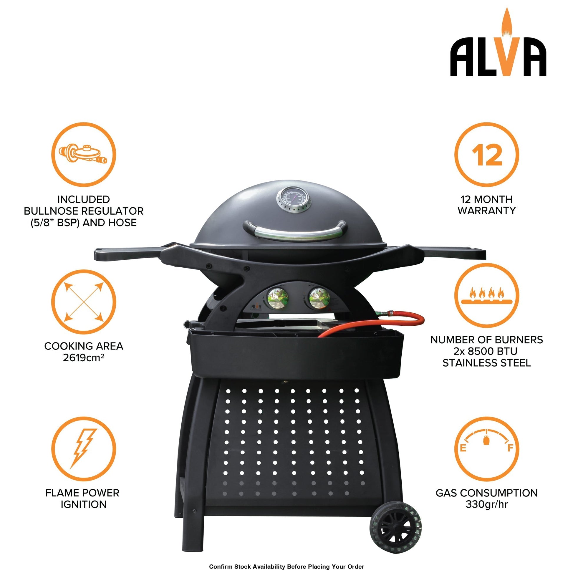 Alva Mondo 2-Burner Gas BBQ & Cart - Alva Mondo 2-Burner Gas BBQ