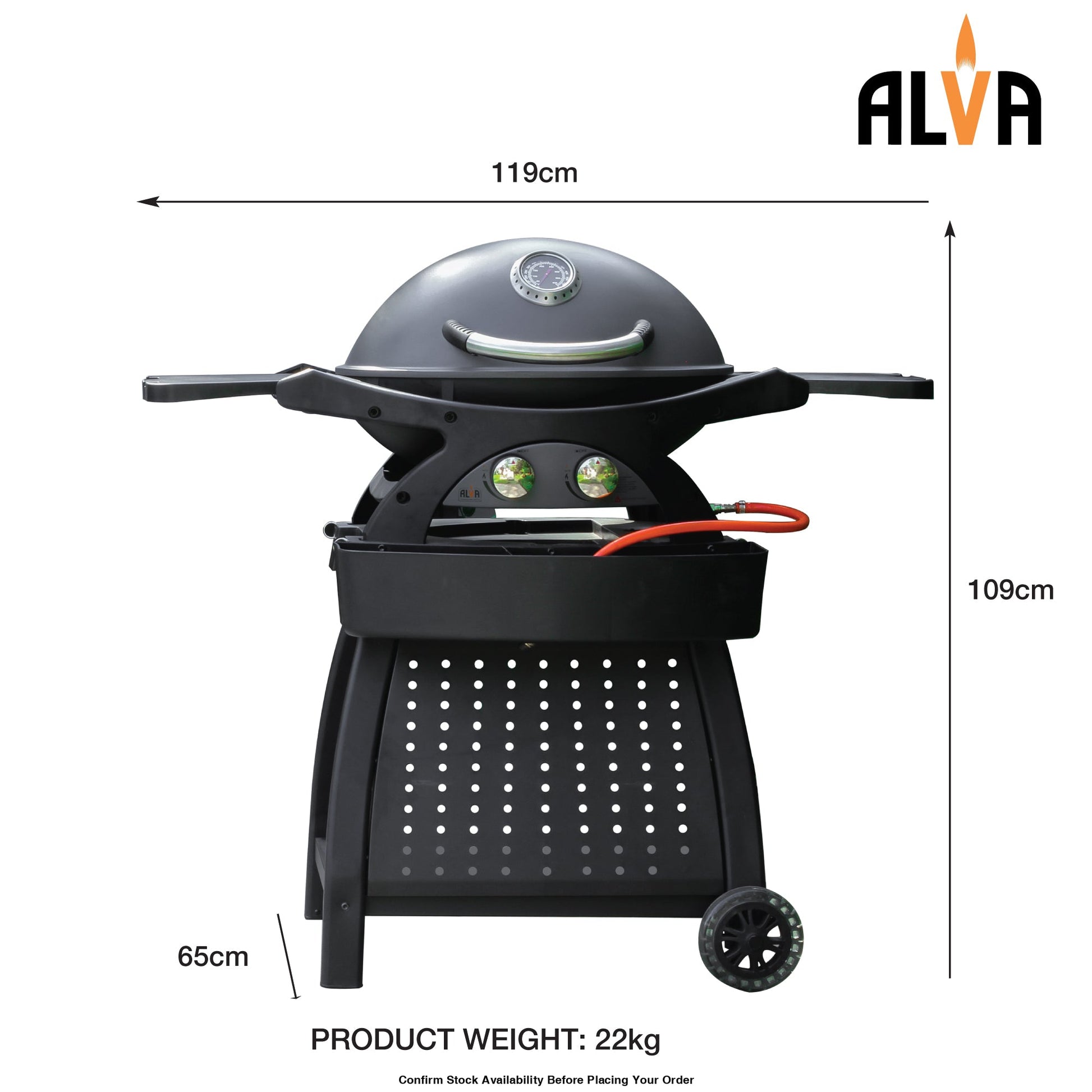 Alva Mondo 2-Burner Gas BBQ & Cart - Alva Mondo 2-Burner Gas BBQ