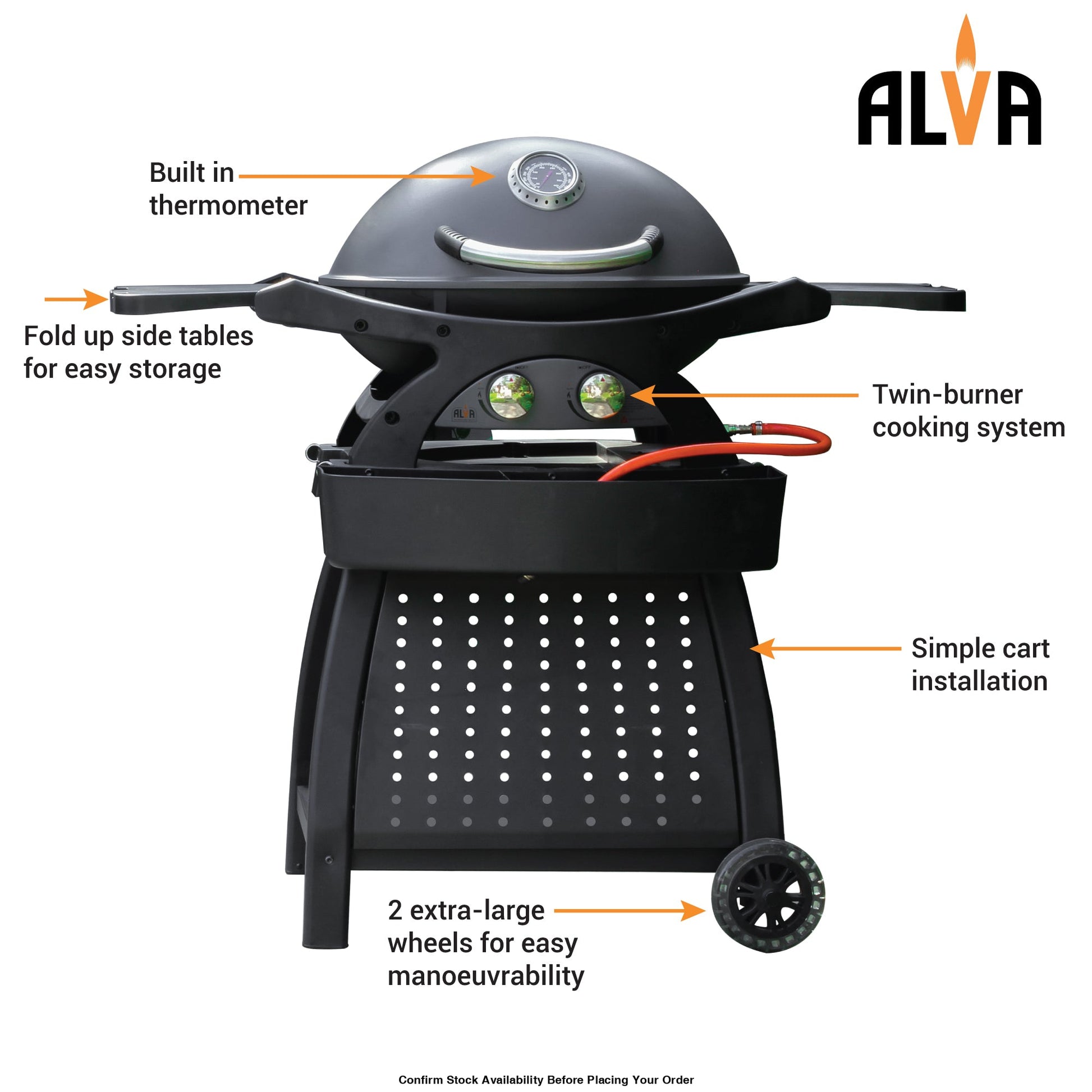 Alva Mondo 2-Burner Gas BBQ & Cart - Alva Mondo 2-Burner Gas BBQ