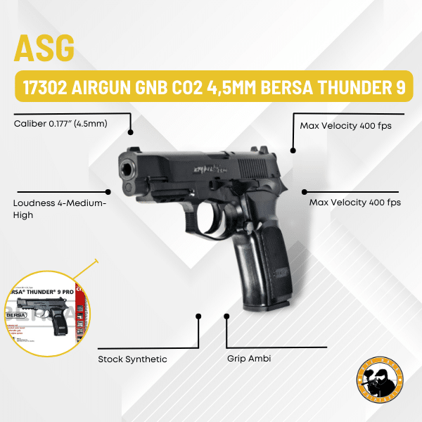 ASG BERSA THUNDER 9 GNB CO2 4.5MM - ASG 17302 - Guards On Duty Shop