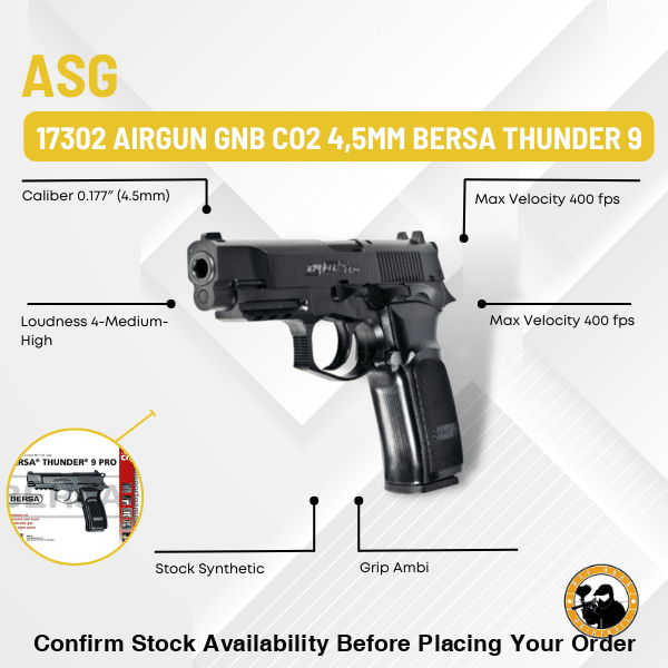 ASG BERSA THUNDER 9 GNB CO2 4.5MM - ASG 17302 - Guards On Duty Shop