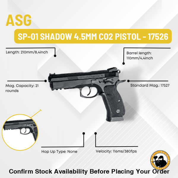 ASG SP-01 Shadow CO2 17526 4.5mm Black - Guards On Duty Shop