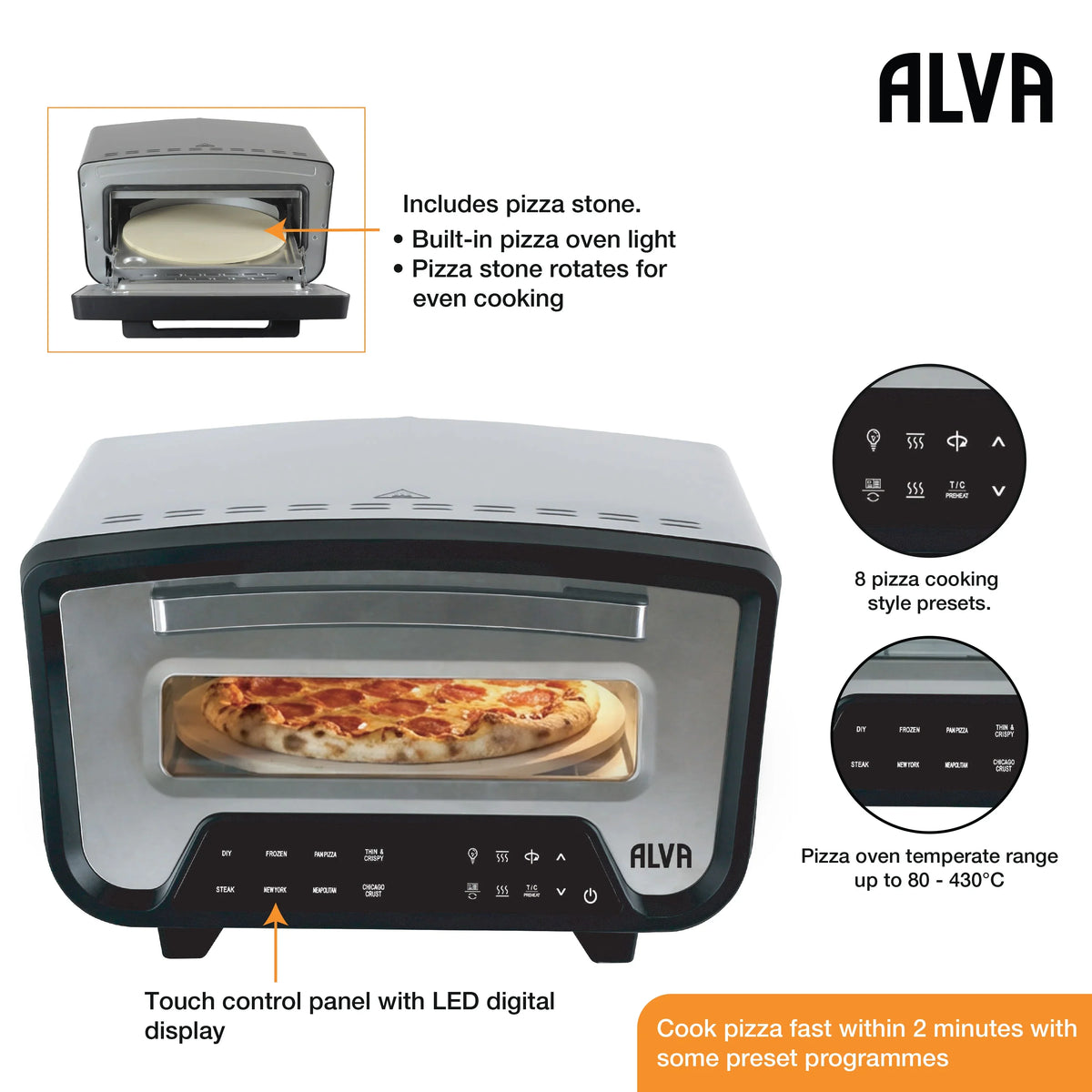 ALVA Rapido Electric Pizza Oven - 430°C