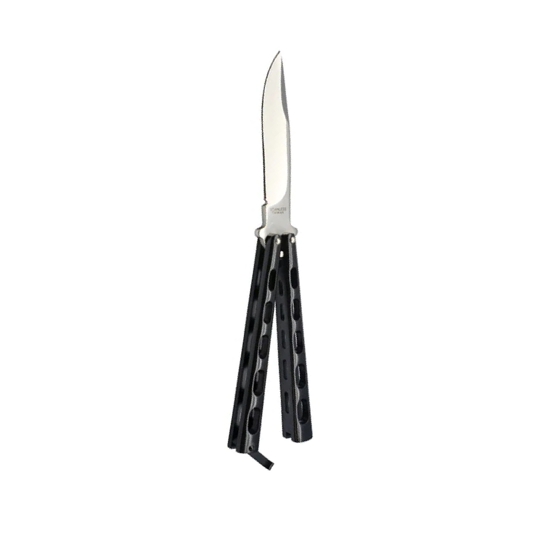 Butterfly Knife Matte Black Skeletonized Handle - 7129P