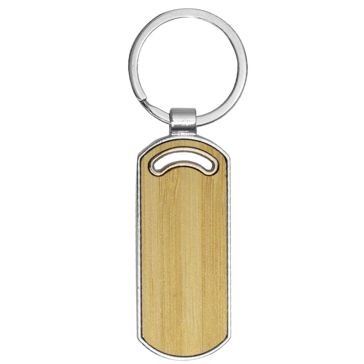 Ugo Oval Metal Bamboo Keyring - Neutral