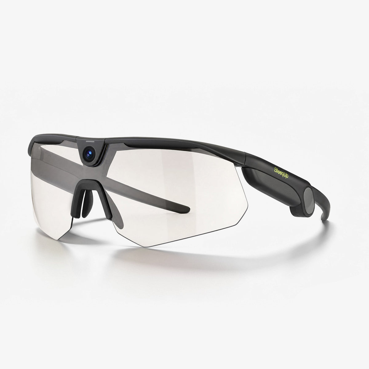 BleeqUp Photochromic Lens for Ranger AI Glasses — fitted to the Ranger frame, side view, clear state