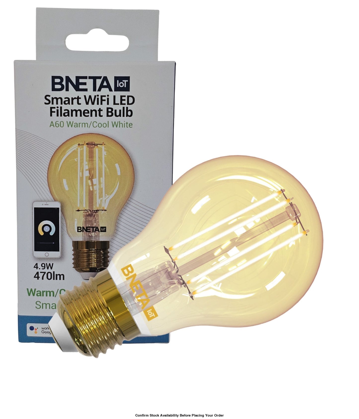 BNETA IoT Smart Filament WiFi Warm/Cool White LED Bulb (A60 E27)