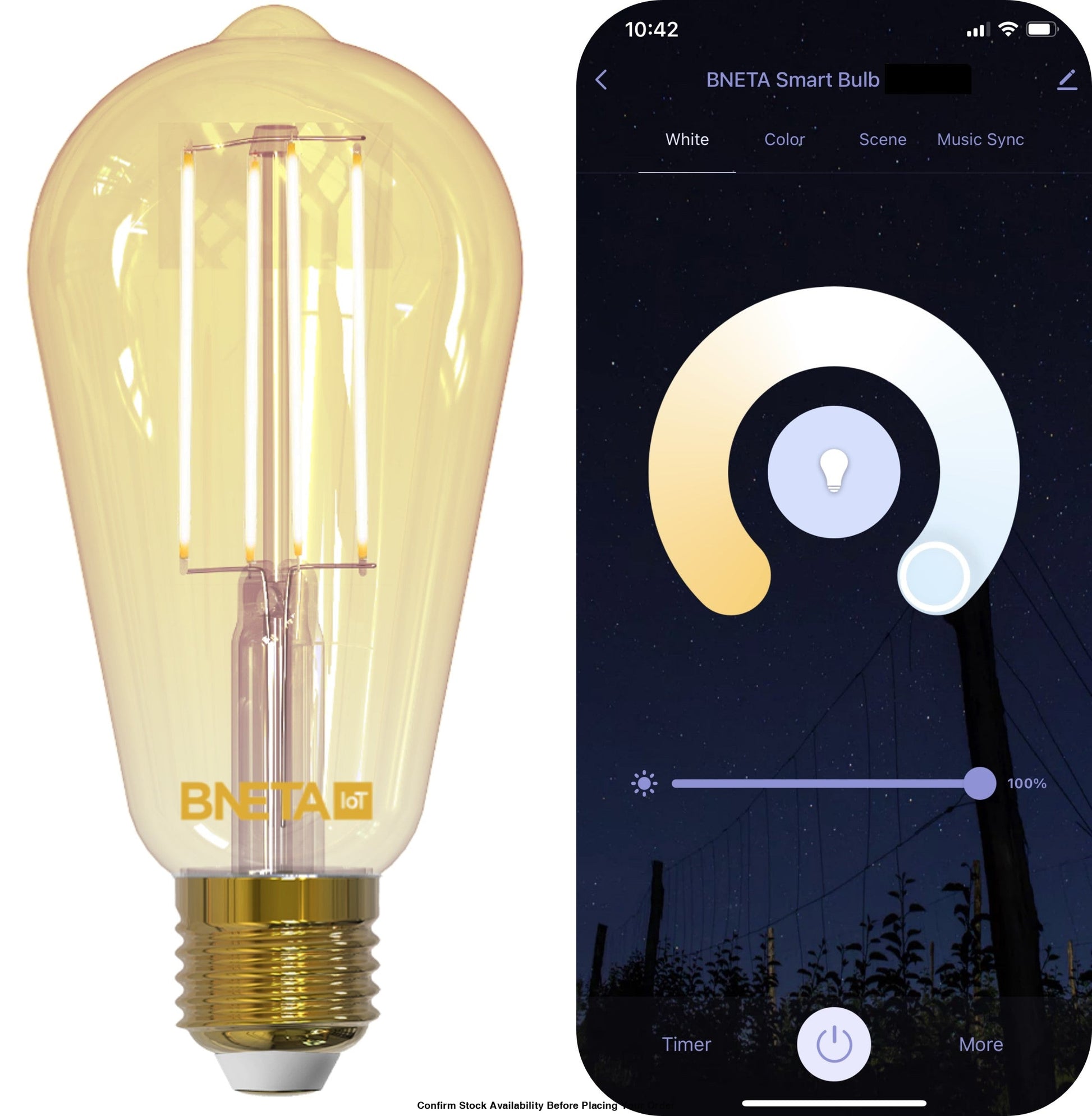 BNETA IoT Smart Filament WiFi Warm/Cool White LED Bulb (ST64W E27)