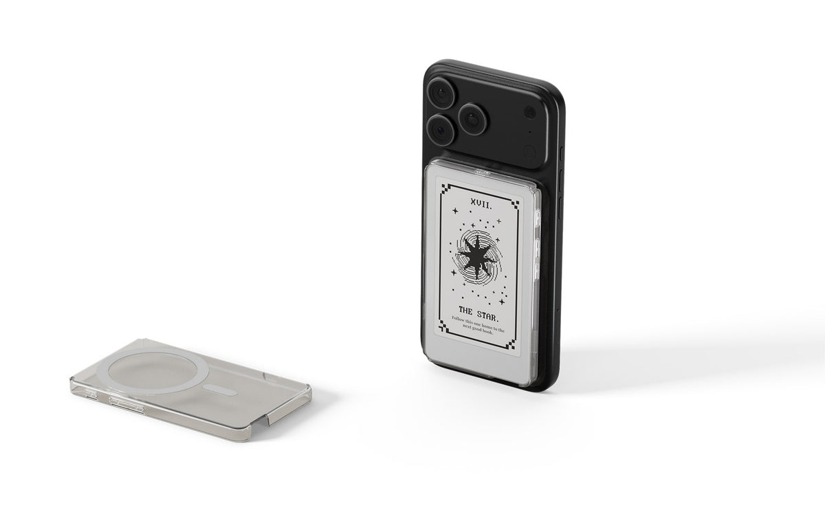 Boox Picco snapped onto the back of a phone with the Picco Magnetic Case