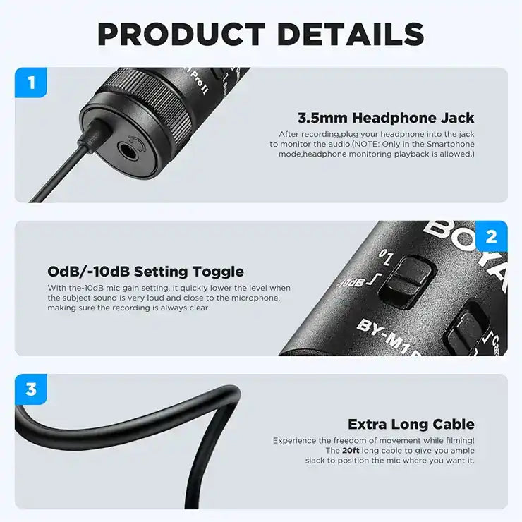 BOYA BY-M1 Pro II Universal Lavalier Microphone