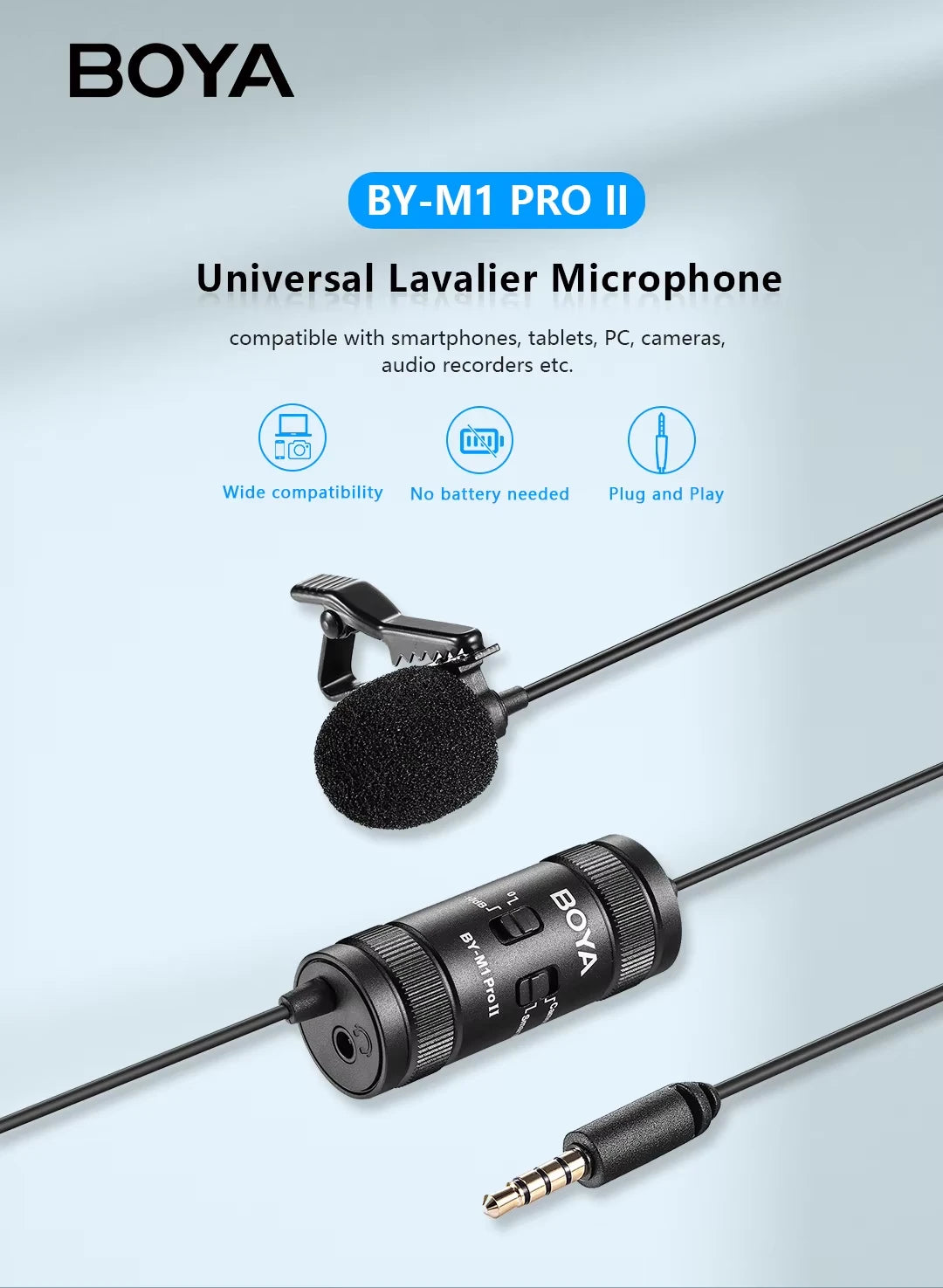 BOYA BY-M1 Pro II Universal Lavalier Microphone