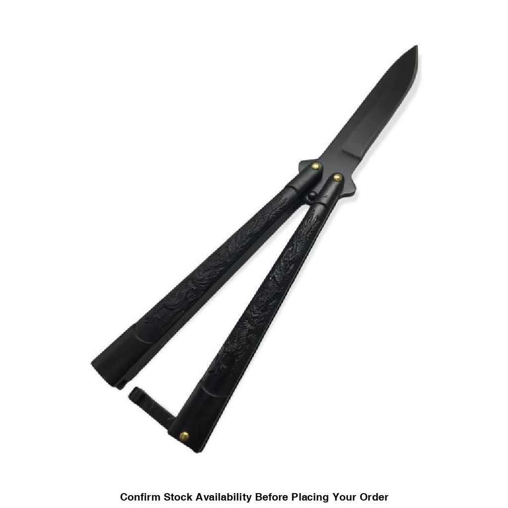 BUTTERFLY KNIFE BLACK HANDLE - Guards On Duty Shop