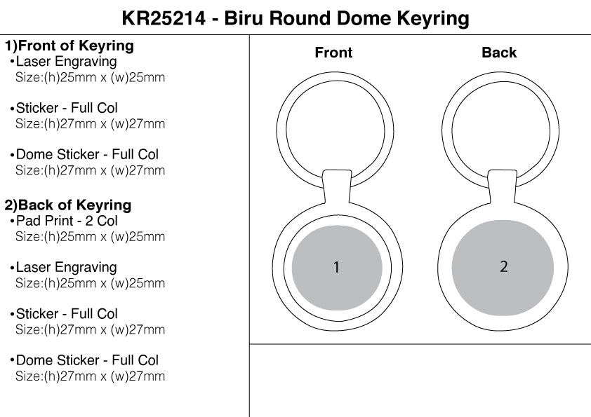Biru Round Dome Keyring
