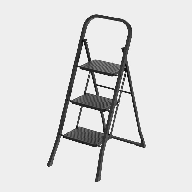 CASA Folding Step Ladder Steel Plastic 3 Steps Black