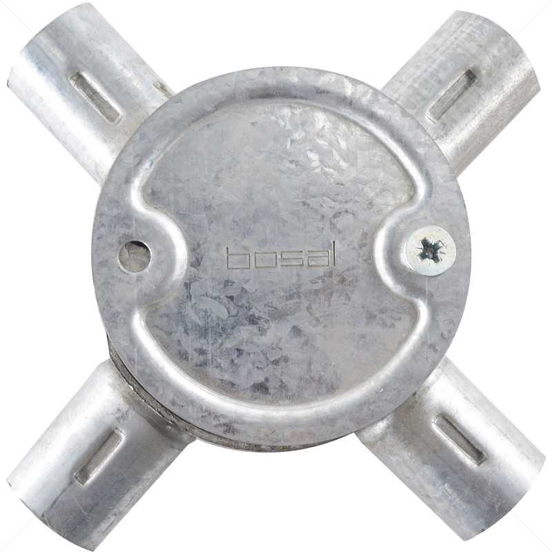 Conduit Bosal - 20mm 4-Way Box Galvanised incl Lid & Screws