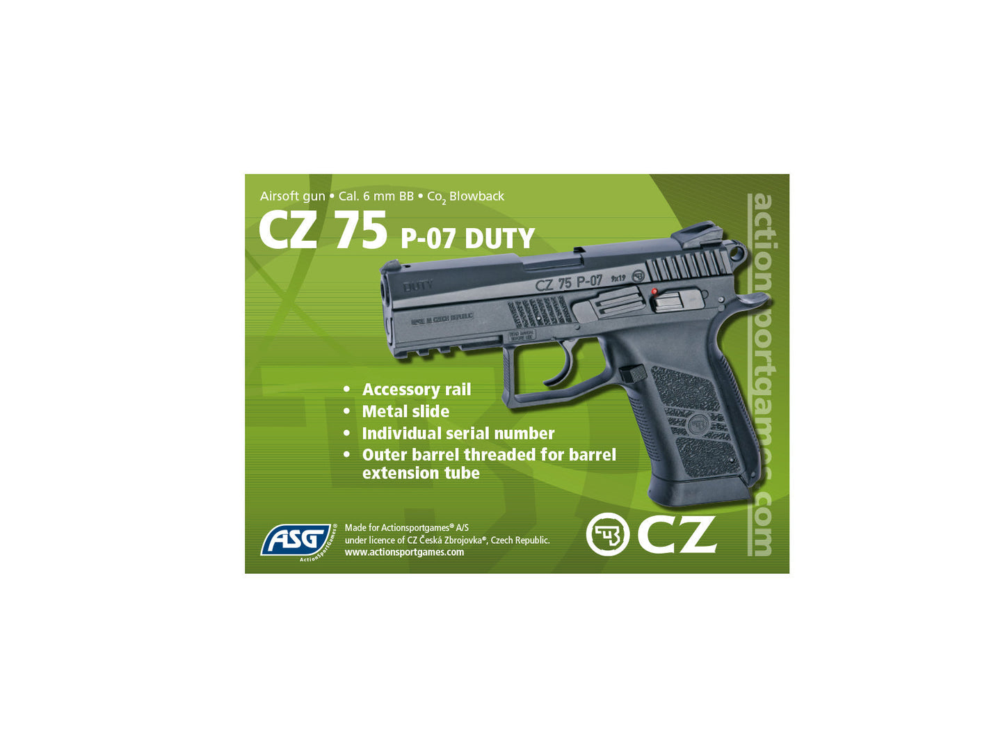 CZ 75 P-07 DUTY GBB 6MM CO2 16720 - Guards On Duty Shop