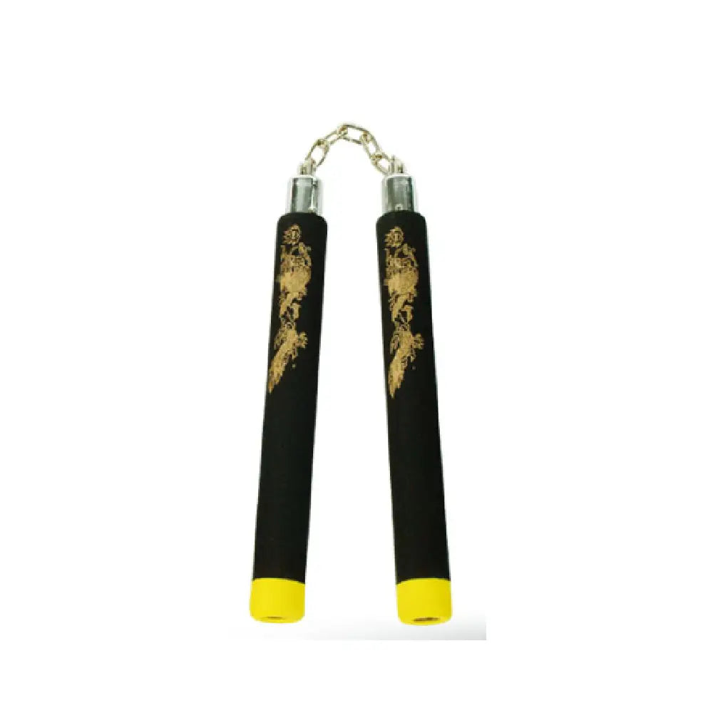 B.B Foam Chaku w/Dragon Black/Yellow 12" - E116B