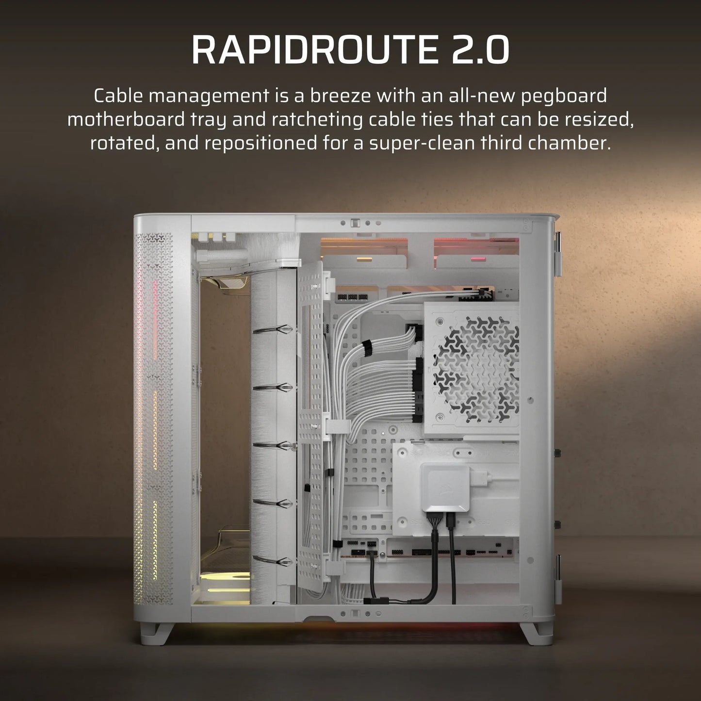 AIR 5400 LX-R RGB iCUE LINK Triple Chamber Mid-Tower PC Case ;3x Fans included;2x 2.5'' ; 1x 3.5''; White