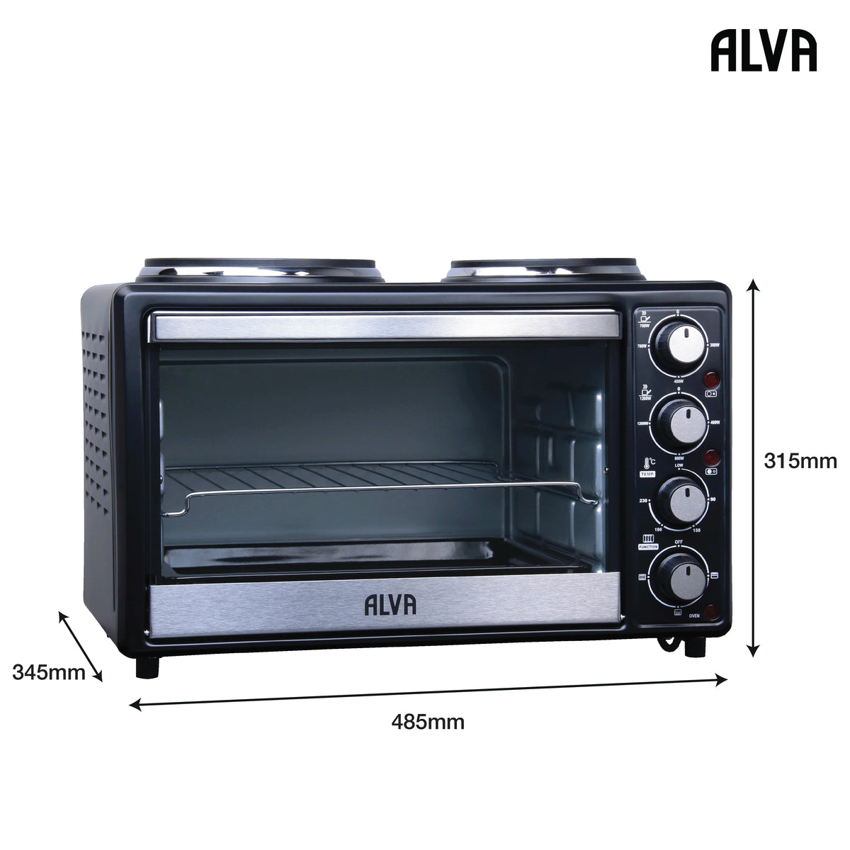 Alva Mini Kitchen - 25L Electric Oven With 2 Plate Stove