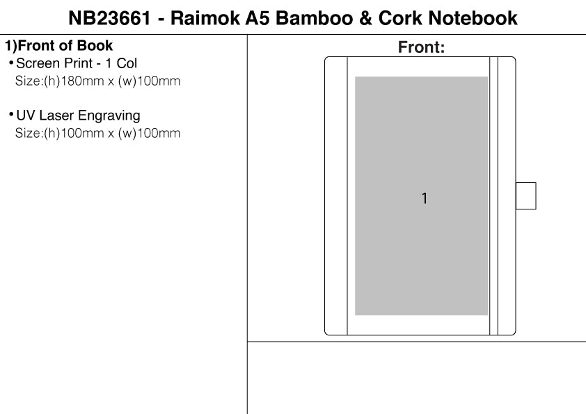 Raimok A5 Bamboo & Cork Notebook - branding