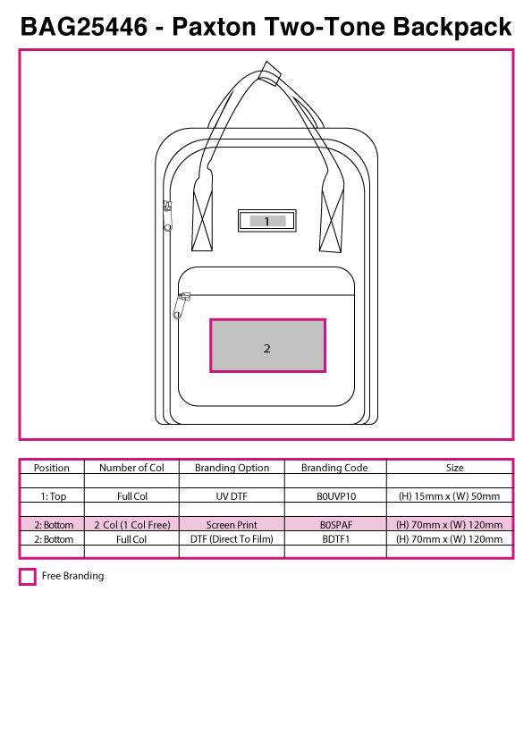 Paxton Two Tone Backpack - branding