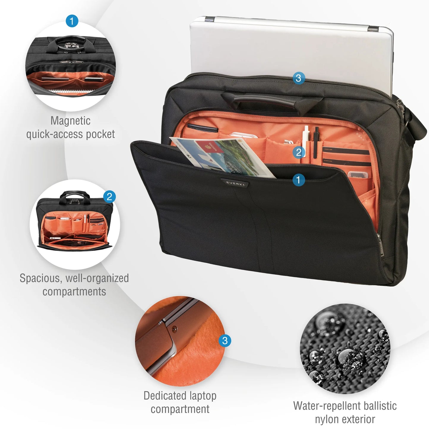 EVERKI EKB417BK18 LUNAR fits up to18.4'' NOTEBOOK BRIEFCASE BAG