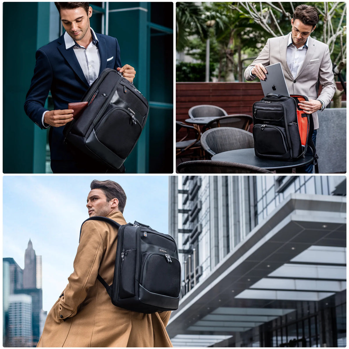 EVERKI ONYX BACKPACK | Fits up to 15.6 inch laptops | Black | Discreet RFID-safe pocket | Travel friendly | Opens 180